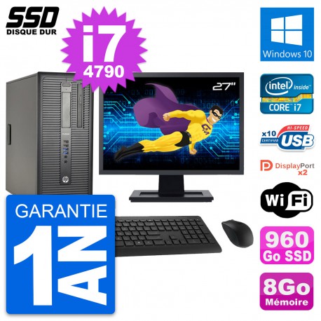 PC Tour HP ProDesk 600 G1 Ecran 27" i7-4790 RAM 8Go SSD 960Go Windows 10 Wifi