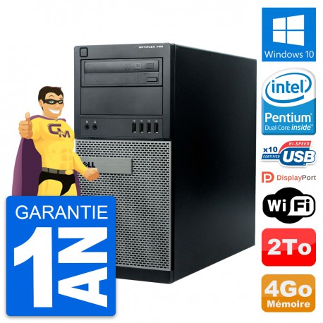 PC Tour Dell OptiPlex 790 MT Intel G630 RAM 4Go Disque Dur 2To Windows 10 Wifi