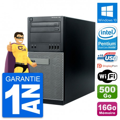 PC Tour Dell OptiPlex 790 MT Intel G630 RAM 16Go Disque 500Go Windows 10 Wifi