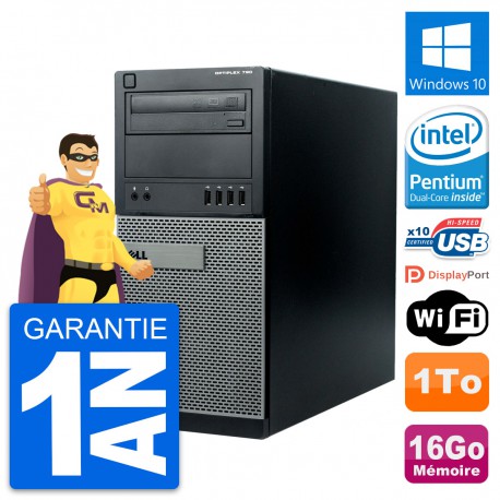 PC Tour Dell OptiPlex 790 MT Intel G630 RAM 16Go Disque Dur 1To Windows 10 Wifi