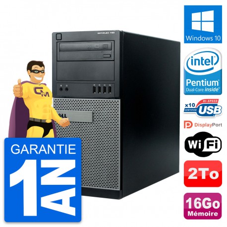PC Tour Dell OptiPlex 790 MT Intel G630 RAM 16Go Disque Dur 2To Windows 10 Wifi
