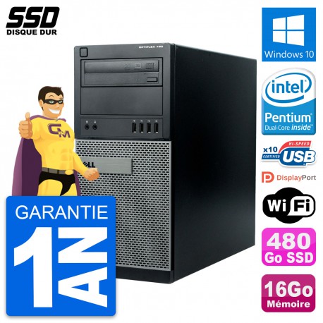 PC Tour Dell OptiPlex 790 MT Intel G630 RAM 16Go SSD 480Go Windows 10 Wifi