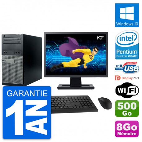 PC Tour Dell 790 MT Ecran 19" Intel G630 RAM 8Go Disque 500Go Windows 10 Wifi