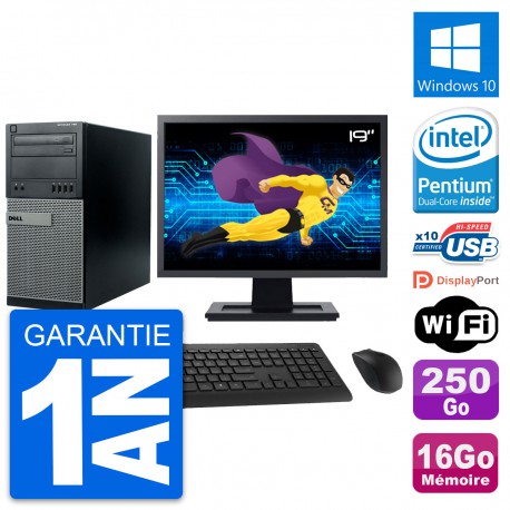 PC Tour Dell 790 MT Ecran 19" Intel G630 RAM 16Go Disque 250Go Windows 10 Wifi