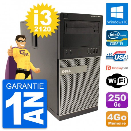 PC Tour Dell OptiPlex 790 MT Intel i3-2120 RAM 4Go Disque 250Go Windows 10 Wifi
