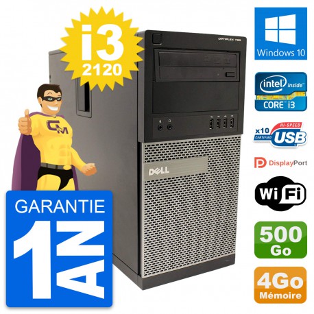 PC Tour Dell OptiPlex 790 MT Intel i3-2120 RAM 4Go Disque 500Go Windows 10 Wifi