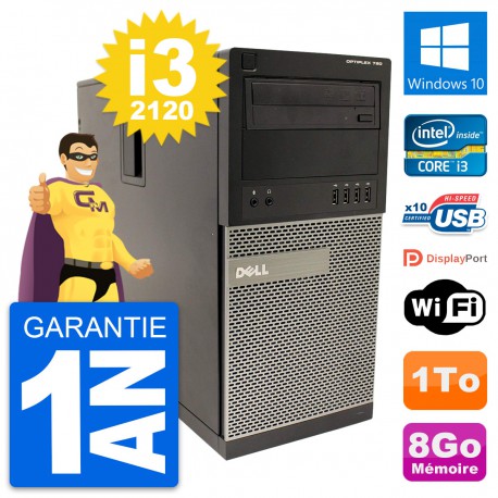 PC Tour Dell OptiPlex 790 MT Intel i3-2120 RAM 8Go Disque 1To Windows 10 Wifi