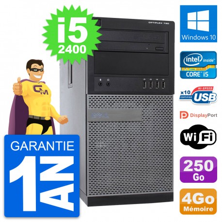 PC Tour Dell OptiPlex 790 MT Intel i5-2400 RAM 4Go Disque 250Go Windows 10 Wifi