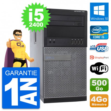 PC Tour Dell OptiPlex 790 MT Intel i5-2400 RAM 4Go Disque 500Go Windows 10 Wifi