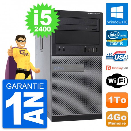 PC Tour Dell OptiPlex 790 MT Intel i5-2400 RAM 4Go Disque 1To Windows 10 Wifi