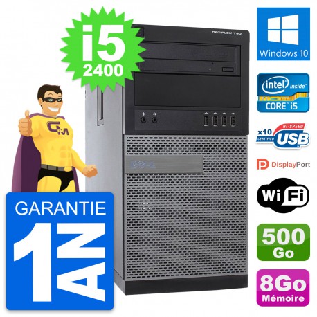 PC Tour Dell OptiPlex 790 MT Intel i5-2400 RAM 8Go Disque 500Go Windows 10 Wifi