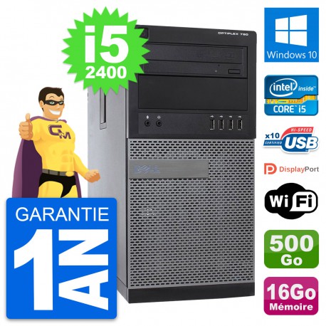 PC Tour Dell OptiPlex 790 MT Intel i5-2400 RAM 16Go Disque 500Go Windows 10 Wifi