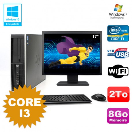 Lot PC HP Compaq 6200 Pro SFF Core i3 3.1GHz 8Go 2To DVD WIFI W7 + Ecran 17