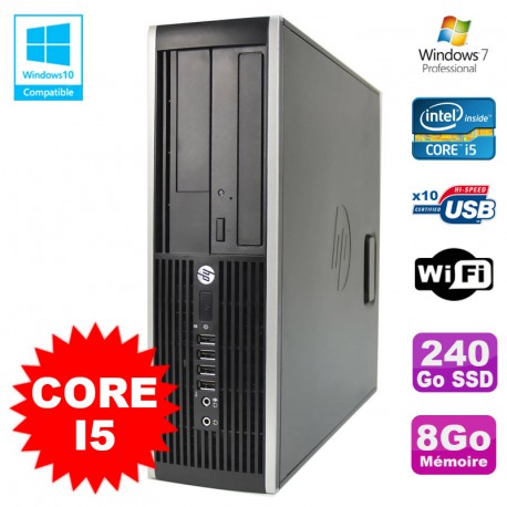 PC HP Elite 8200 SFF Intel Core I5 3.1GHz 8Go Disque 240Go SSD DVD WIFI W7